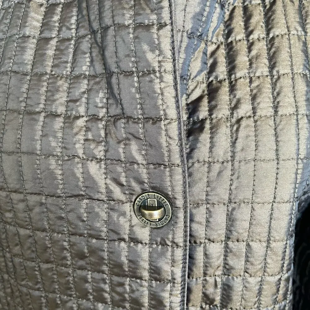 Carole Little Jacket Small Metallic Bronze Quilted Twist Metal Buttons Classic